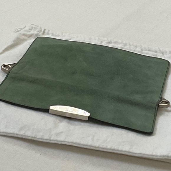 PRADA Camoscio Suede Metal Sound Bag Green - Picture 10 of 15